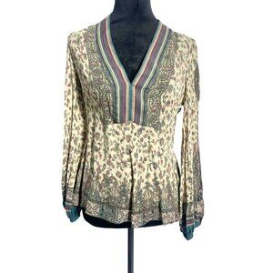 ETRO Size 42  US 6 Top Blouse Long Sleeve Floral Boho Silk